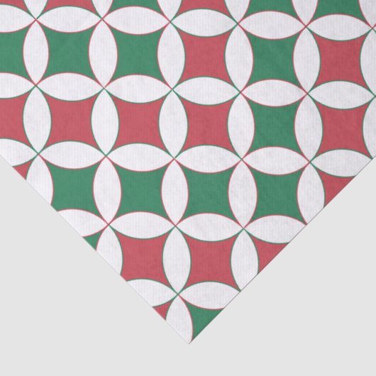 Retro Rood en Groen Vierkant Plaid Tissuepapier (Detail)