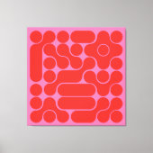 Retro rood en hete roze cirkel abstract canvas afdruk (Voorkant)