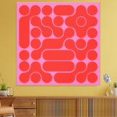 Retro rood en hete roze cirkel abstract canvas afdruk (Insitu (Woonkamer))