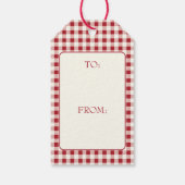 Retro rood en roomkleurig geruit met hart cadeaulabel (Achterkant)