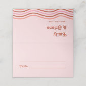 Retro Rood en Roze Boho Disco Bruiloft Plaatskaartje (Buitenkant ongevouwen)
