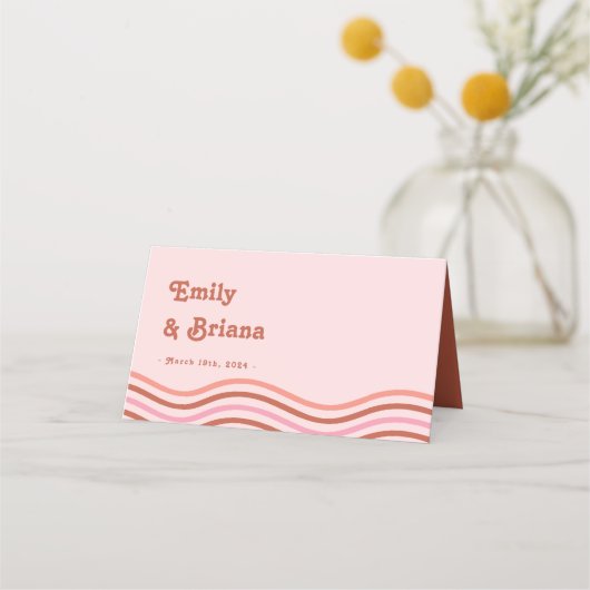 Retro Rood en Roze Boho Disco Bruiloft Plaatskaartje (Achterkant)