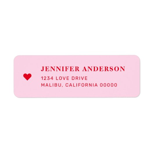 Retro rood en roze bruiloftsshower retouradres etiket (Voorkant)