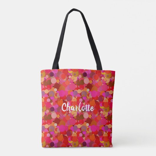 Retro Rood en Roze cirkelpatroon Tote Bag (Achterkant)