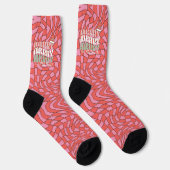 Retro Rood en Roze Draaikolk | Merry Mama Kerst Sokken (Rechts)