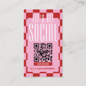 Retro rood en roze QR-code voor sociale media om t Visitekaartje (Voorkant)