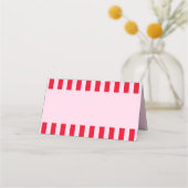 Retro rood en roze strepen Bruidsfeest Naam Plaatskaartje (Achterkant)