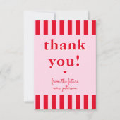 Retro rood en roze strepen van toekomstige mevrouw bedankkaart (Voorkant)