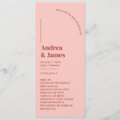 Retro Rood en Roze Trouwceremonie Programmakaart (Voorkant)