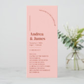 Retro Rood en Roze Trouwceremonie Programmakaart (Staand voorkant)