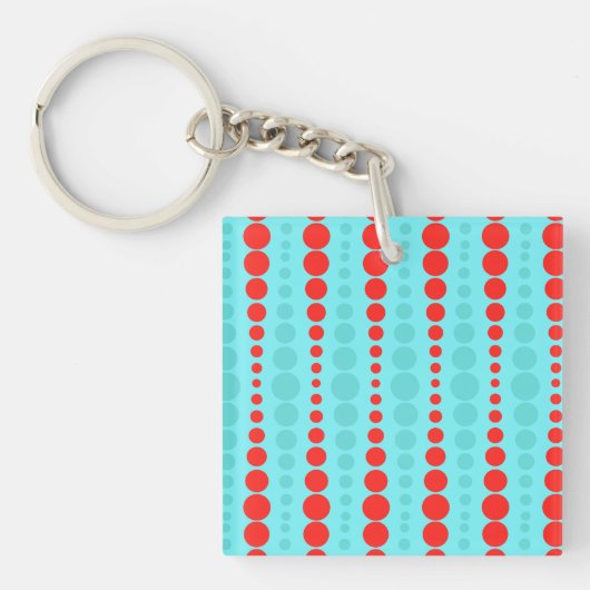 Retro Rood en Turquoise Stippen Acryl Sleutelhange Sleutelhanger (Voorkant)