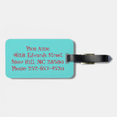 Retro Rood en Turquoise Stippen Bagagelabel (Achterkant horizontaal)