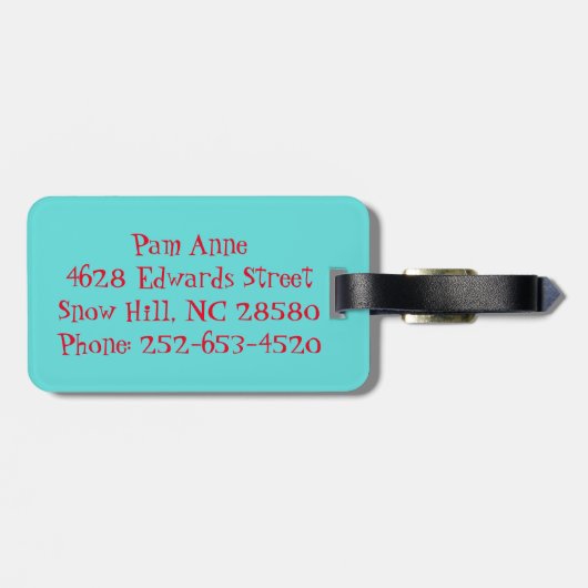 Retro Rood en Turquoise Stippen Bagagelabel (Achterkant horizontaal)