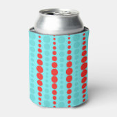 Retro Rood en Turquoise Stippen Koelbox Blikjeskoeler (Blikje Voorkant)