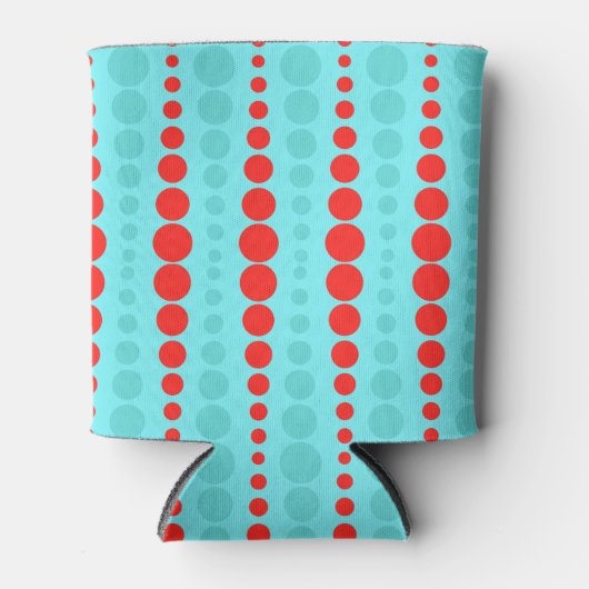 Retro Rood en Turquoise Stippen Koelbox Blikjeskoeler (Voorkant)