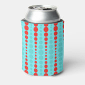 Retro Rood en Turquoise Stippen Koelbox Blikjeskoeler (Blikje Achterkant)