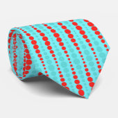 Retro Rood en Turquoise Stippen Stropdas (Opgerold)