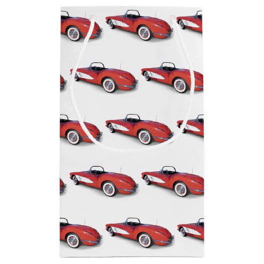 Retro rood en wit 1960 Corvette Klein Cadeauzakje (Achterkant)