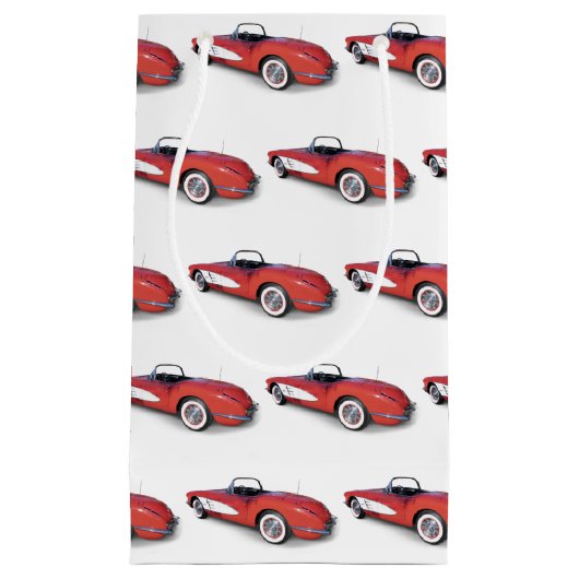 Retro rood en wit 1960 Corvette Klein Cadeauzakje (Voorkant)