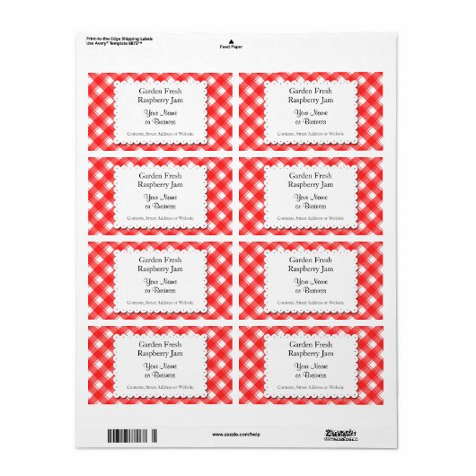 Retro Rood en Wit Geplakt Bewerkbaar Etiket (Full Sheet)