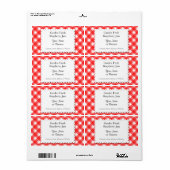 Retro rood en wit geruit bewerkbaar etiket (Full Sheet)