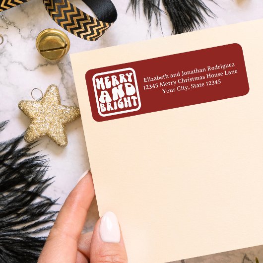 Retro Rood en Wit Kerstfeest Holiday Etiket