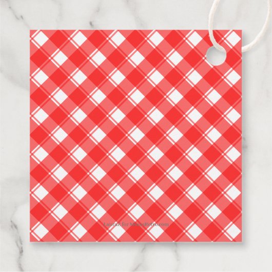 Retro Rood en Wit Plaid Recept Labels (Achterkant)