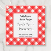 Retro Rood en Wit Plaid Recept Labels (Voorkant)