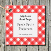 Retro Rood en Wit Plaid Recept Labels