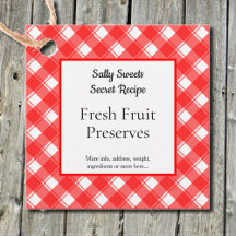 Retro Rood en Wit Plaid Recept Labels