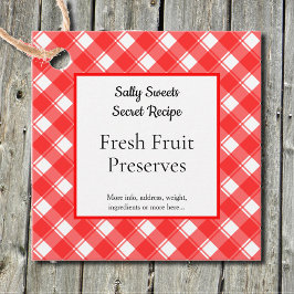 Retro Rood en Wit Plaid Recept Labels