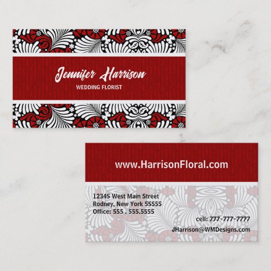 Retro rood en wit varen Professional Visitekaartje (Voorkant / Achterkant)