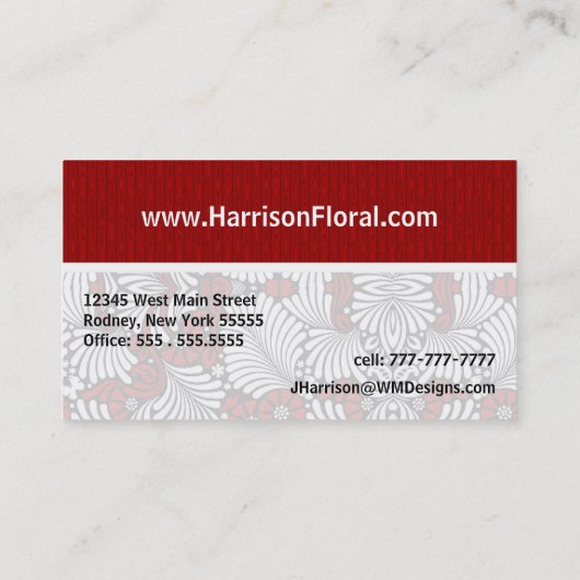 Retro rood en wit varen Professional Visitekaartje (Achterkant)