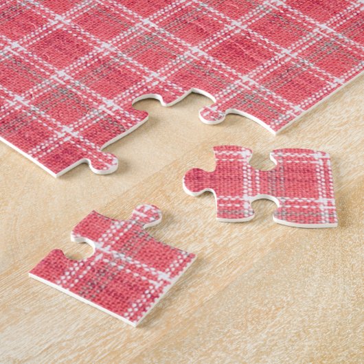 Retro rood geruite tartan: naadloos patroon. legpuzzel (Zijkant)