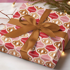 Retro Rood Goud Kerst Bauble Decoraties Cadeaupapier