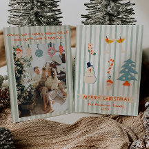 Retro Rood Groen Geïllustreerd Kleurrijk Kerstplez