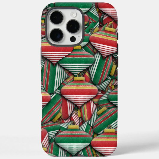 Retro Rood Groen Gestreept Ornament Patroonontwerp Case-Mate iPhone Case (Achterkant)