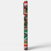 Retro Rood Groen Gestreept Ornament Patroonontwerp Case-Mate iPhone Case (Achterkant / Links)