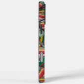 Retro Rood Groen Gestreept Ornament Patroonontwerp Case-Mate iPhone Case (Achterkant / Rechts)