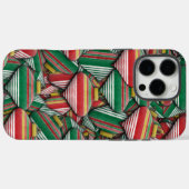 Retro Rood Groen Gestreept Ornament Patroonontwerp Case-Mate iPhone Case (Achterkant (horizontaal))