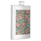 Retro Rood Groen Gestreept Ornament Patroonontwerp Flacon (Rechts)