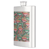 Retro Rood Groen Gestreept Ornament Patroonontwerp Flacon (Links)