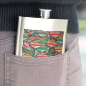 Retro Rood Groen Gestreept Ornament Patroonontwerp Flacon (Voorbeeld)