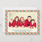 Retro Rood/Groen/Goud Sterren Vakantiefoto Feestdagenkaart (Voorkant)