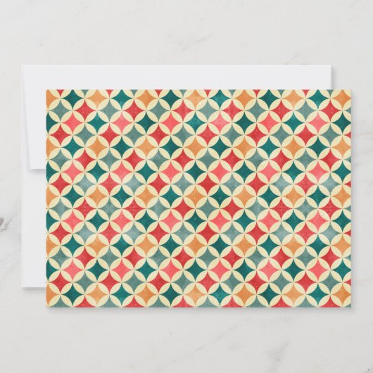 Retro Rood/Groen/Goud Sterren Vakantiefoto Feestdagenkaart (Achterkant)