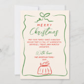 Retro Rood Groen Hand Geschreven Getekend Vrolijk  Feestdagenkaart (Voorkant)