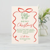 Retro Rood Groen Hand Getekend Geschreven Foto Ker Feestdagenkaart (Staand voorkant)