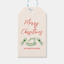 Retro  Rood Groen Hand getekend Vrolijk Kerstfeest