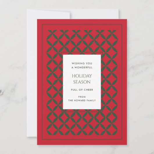 Retro rood groen Mid Century Modern Holiday Kaart (Voorkant)
