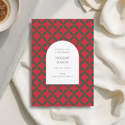 Retro rood groen Mid Century Modern Holiday Kaart